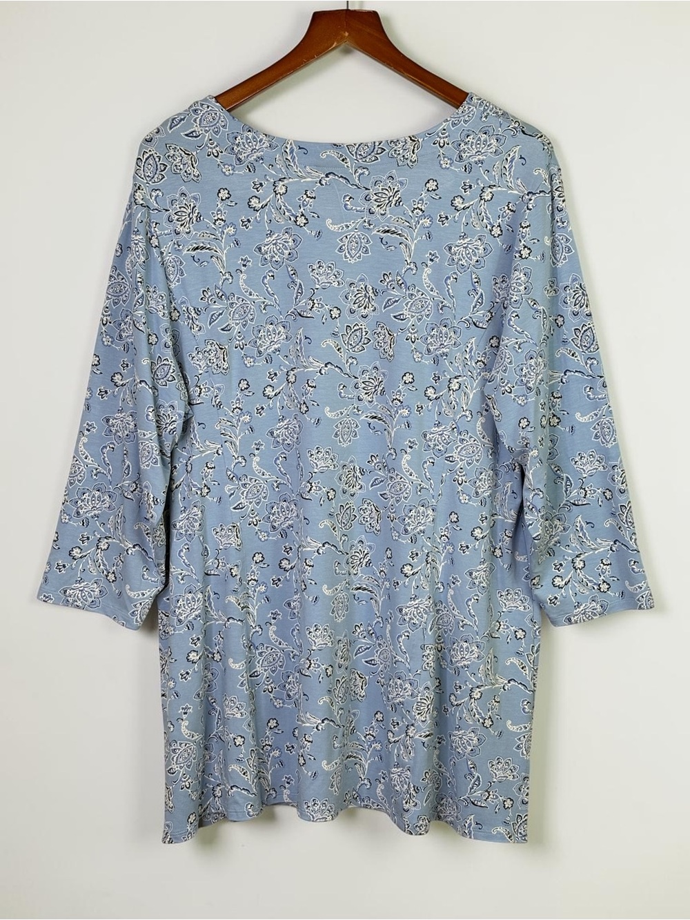 J. Jill Wearever Blue Floral Paisley V-Neck 3/4 Sleeve Tunic Top Size XL - Picture 3 of 10